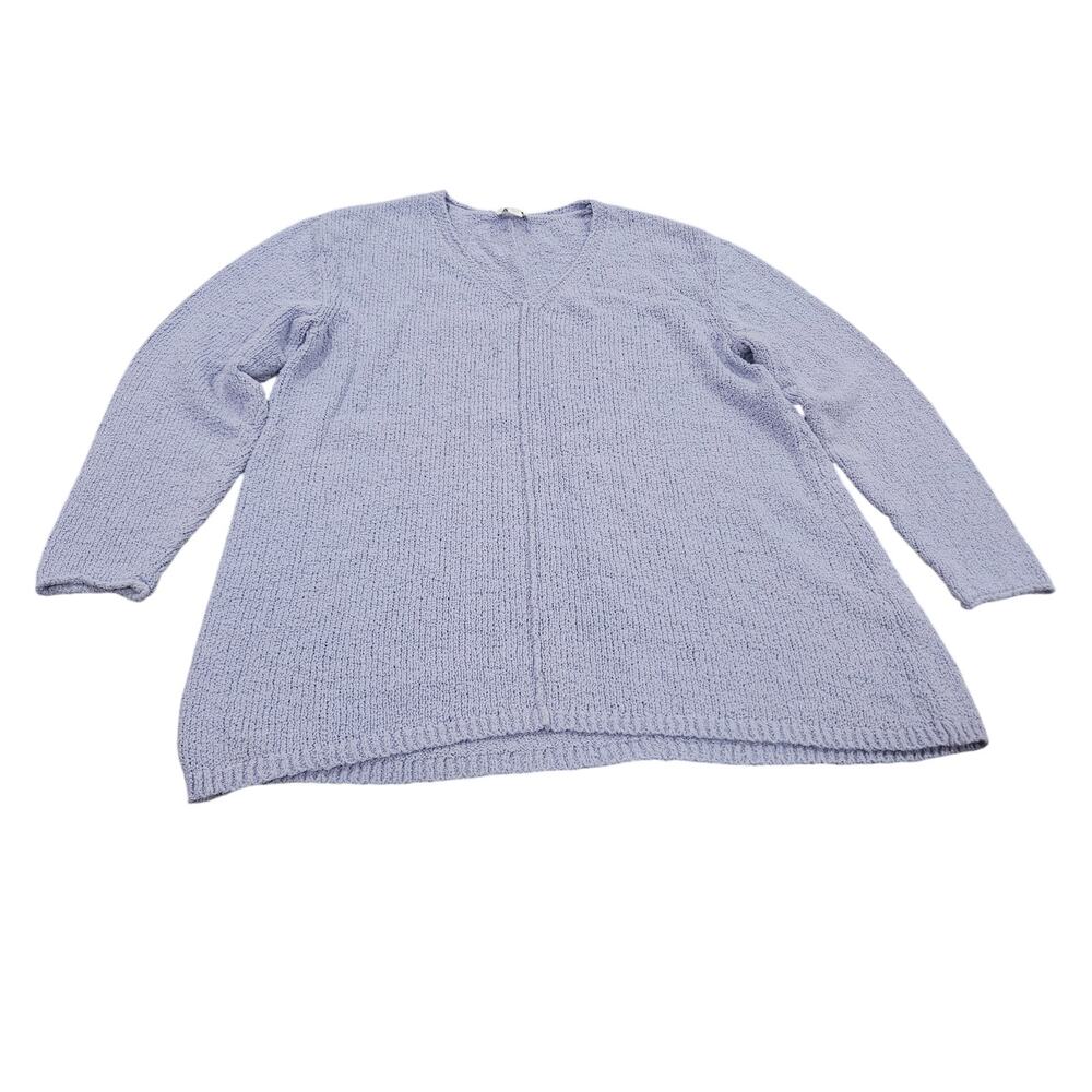 Pure Jill Blue Textured Cotton Tunic Sweater L Oversized